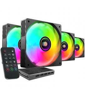 Pack 4 ventiladores mars gaming mf-si4kit/ 12cm + hub + mando a distancia/ argb