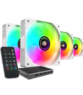 Pack 4 ventiladores mars gaming mf-si4kit/ 12cm + hub + mando a distancia/ argb/ blancos