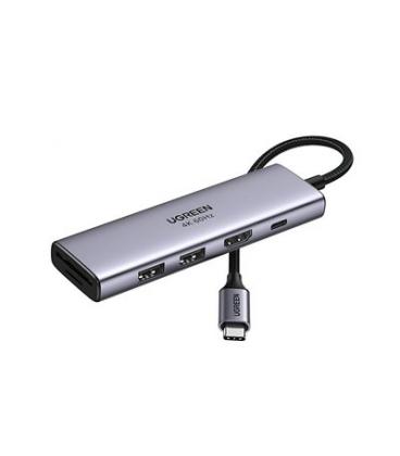 HUB UGREEN 6EN1 USB-C A HDMI+2XUSB-A+SD/TF+PD