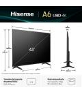 Hisense 43A6Q Televisor 109,2 cm (43") 4K Ultra HD Smart TV Wifi Negro 300 cd / m²
