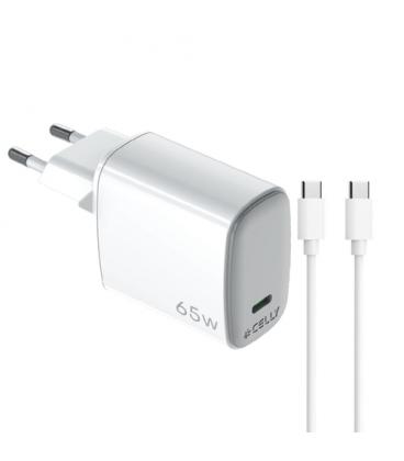 Celly UPTC1USBC65WCTC cargador de dispositivo móvil Smartphone, Tableta Blanco USB Interior