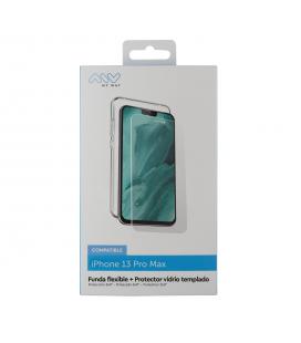 Carcasa myway para apple iphone 13 pro max transparente + protector pantalla cristal templado