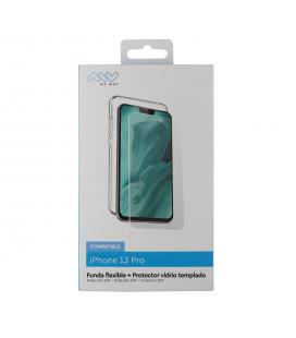 Carcasa myway para apple iphone 13 pro transparente + protector pantalla cristal templado