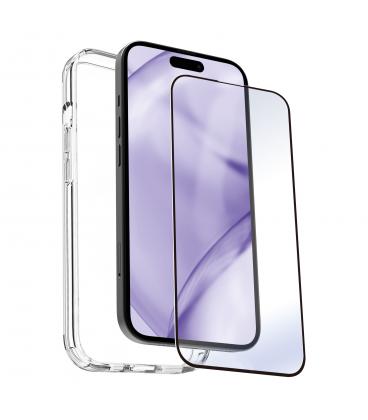 Carcasa myway para apple iphone 15 pro transparente + protector pantalla cristal templado