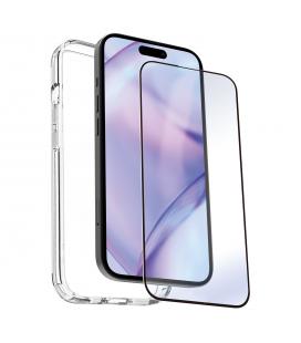 Carcasa myway para apple iphone 15 plus transparente + protector pantalla cristal templado