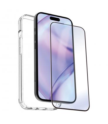 Carcasa myway para apple iphone 15 plus transparente + protector pantalla cristal templado