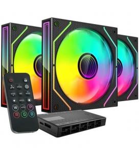 Pack 3 ventiladores mars gaming mf-3dprokit/ 12cm + hub + mando a distancia/ argb