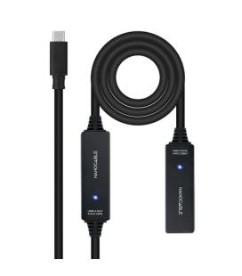 Cable alargador usb tipo-c 3.2 con amplificador nanocable 10.01.1312/ usb tipo-c macho - usb tipo-c hembra/ 10m/ negro
