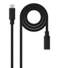 Cable alargador usb tipo-c 3.2 nanocable 10.01.4500/ usb tipo-c macho - usb tipo-c hembra/ 50cm/ negro