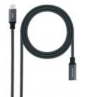Cable alargador usb tipo-c 3.2 nanocable 10.01.4501-comb/ usb tipo-c macho - usb tipo-c hembra/ 1m/ negro