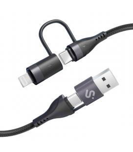 Cable usb 2.0 tipo-c subblim top 4 en 1/ usb tipo-c macho - usb macho/ usb tipo-c macho - lightning macho/ hasta 60w/ 480mbps/