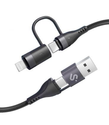 Cable usb 2.0 tipo-c subblim top 4 en 1/ usb tipo-c macho - usb macho/ usb tipo-c macho - lightning macho/ hasta 60w/ 480mbps/
