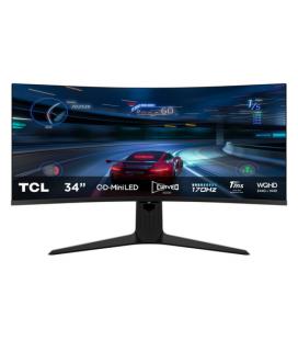 Monitor gaming curvo tcl 34r83q 34'/ wqhd/ 1ms/ 170hz/ va/ regulable en altura/ blanco y negro