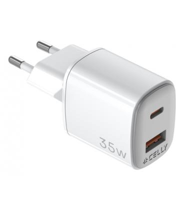 Celly UPTC1USB1USBC35 cargador de dispositivo móvil Universal Blanco Corriente alterna Carga rápida Interior