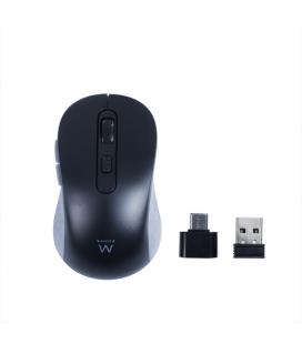 Ewent Ratón inalámbrico USB-A de 2,4 GHz con botones silenciosos y adaptador tipo C