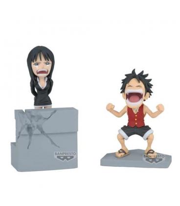 Figura banpresto one piece world collectable log stories luffy & robin 10cm