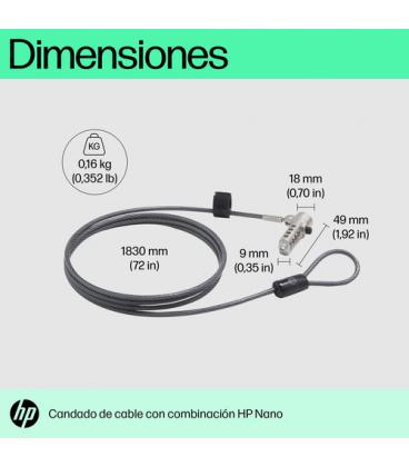 Cable de seguridad para portátiles hp 63b28aa/ 1.83m