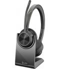 Auriculares inalámbricos poly voyager 4320 + adaptador bt700 + base de carga/ con micrófono/ bluetooth/ negros