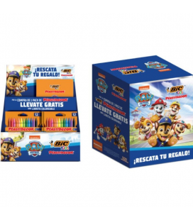 Expositor bic paw patrol de lápices de cera y cuadernos/ 24 packs de 12 unidades de ceras/ 24 cuadernos/ surtido de colores