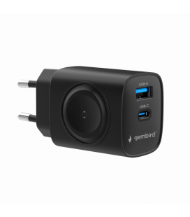 CARGADOR GEMBIRD 2-1 USB CARGA RAPIDA + APPLE WATCH NEGRO