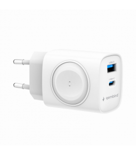 CARGADOR GEMBIRD 2-1 USB CARGA RAPIDA + APPLE WATCH BLANCO