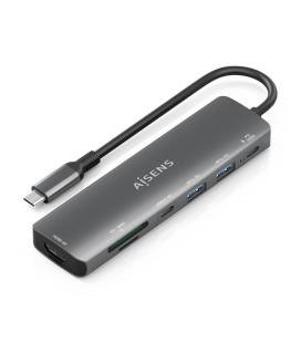 Docking usb tipo-c aisens asuc-7p026-gr/ 1xhdmi/ 2xusb/ 1xusb tipo-c / 1xusb tipo-c pd/ 1xlector tarjetas/ gris