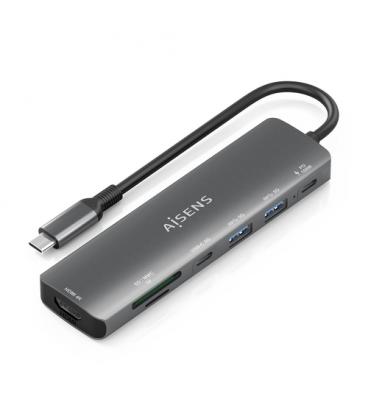 Docking usb tipo-c aisens asuc-7p026-gr/ 1xhdmi/ 2xusb/ 1xusb tipo-c / 1xusb tipo-c pd/ 1xlector tarjetas/ gris