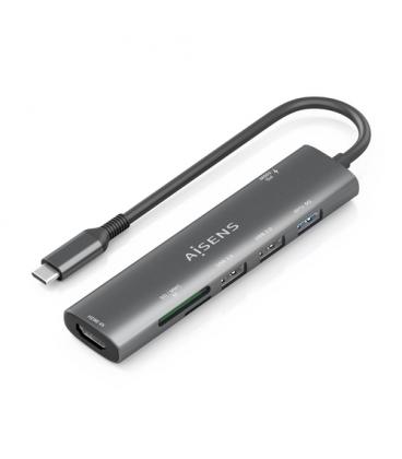 Docking usb tipo-c aisens asuc-7p025-gr/ 1xhdmi/ 3xusb/ 1xusb tipo-c pd/ 1xlector tarjetas/ gris