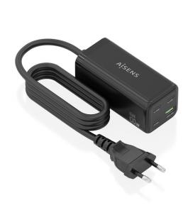 Cargador sobremesa gan aisens asch-100w4p054-bk/ 3xusb tipo-c/ 1xusb/ 100w