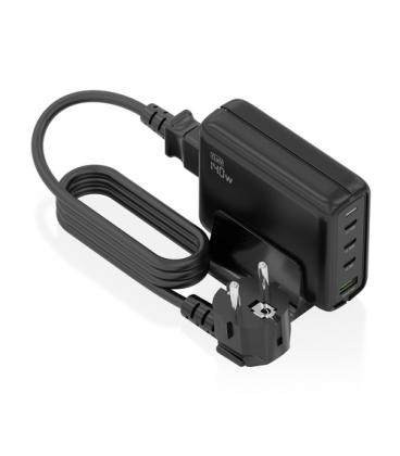 Cargador sobremesa gan aisens asch-140w4p056-bk/ 3xusb tipo-c/ 1xusb/ 140w