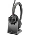 Auriculares inalámbricos poly voyager 4320-m para microsoft teams + adaptador bt700 + base de carga/ con micrófono/ bluetooth/