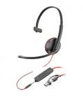 Auricular poly blackwire 3215 + 3.5mm + adaptador usb-c/a/ con micrófono/ jack 3.5 - usb tipo-c/ bulk/ negro