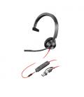 Auricular poly blackwire 3315 para microsoft teams + adaptador usb-c/a/ con micrófono/ jack 3.5/ negro