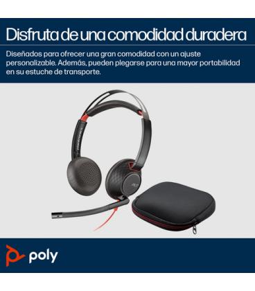Auriculares poly blackwire 5220 usb-c + 3.5 mm + adaptador usb-c/a/ con micrófono/ jack 3.5 - usb tipo-c/ bulk/ negros
