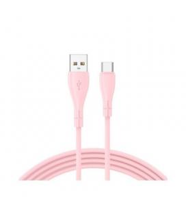 CABLE COOL USB A USB-C 1M NYLON PINK