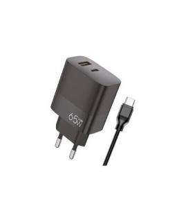 CARGADOR COOL DUAL USBC,USB 65W U.C.R. CABLE BLACK