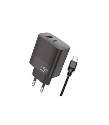 CARGADOR COOL DUAL USBC,USB 65W U.C.R. CABLE BLACK