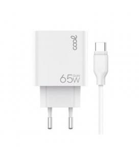 CARGADOR COOL DUAL USBC,USB 65W U.C.R. CABLE WHI.