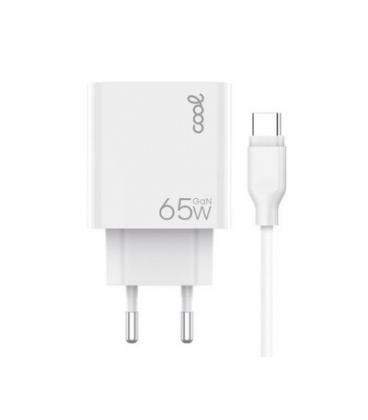 CARGADOR COOL DUAL USBC,USB 65W U.C.R. CABLE WHI.