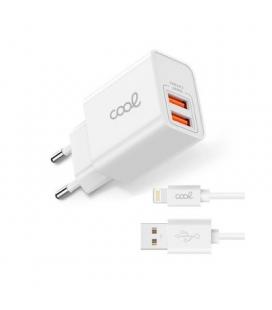 CARGADOR COOL 2USB 2,4 AMP CABLE LIGHTNING 1.2M