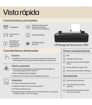 Plotter hp designjet t250 a1 - usb - red - wifi