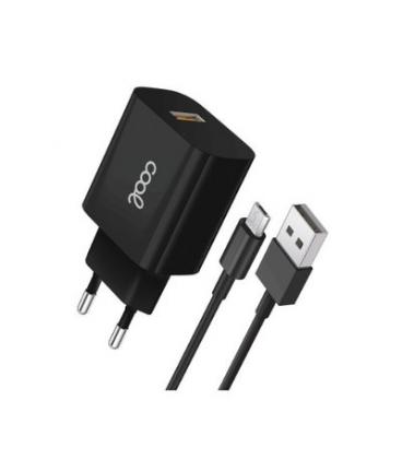 CARGADOR COOL MICRO USB 2.4 AMP BLACK CABLE