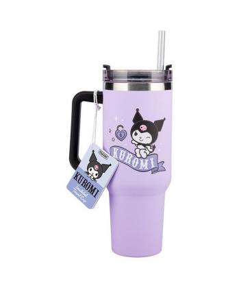 Vaso aislante paladone sanrio kuromi y pajita hello kitty 900ml