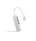 Nanocable Hub USB-A 3.0. a 4xUSB3.0, USB-A/M-USB 3.0/H, Aluminio, Color Plata, 18 cm