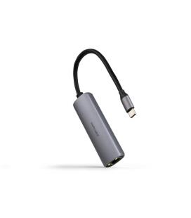 Nanocable Adaptador USB-C 3.1 a RJ45, con PD 100W, USB-C/M, Aluminio, Color Gris, 18 cm