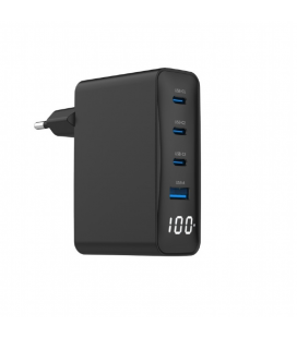 CARGADOR RAPIDO GEMBIRD USB GAN DE 4 PUERTOS 100 W LCD NEGRO