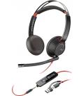 Auriculares poly blackwire 5220 usb-c + 3.5 mm + adaptador usb-c/a/ con micrófono/ jack 3.5 - usb tipo-c/ bulk/ negros