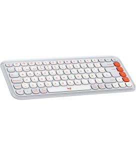 Teclado logitech pop icon keys inalambrico blanco - naranja