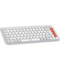 Teclado logitech pop icon keys inalambrico blanco - naranja