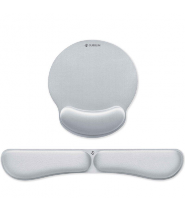 Pack de reposamuñecas y alfombrilla ergonómica subblim ergo memoryflex/ plateadas